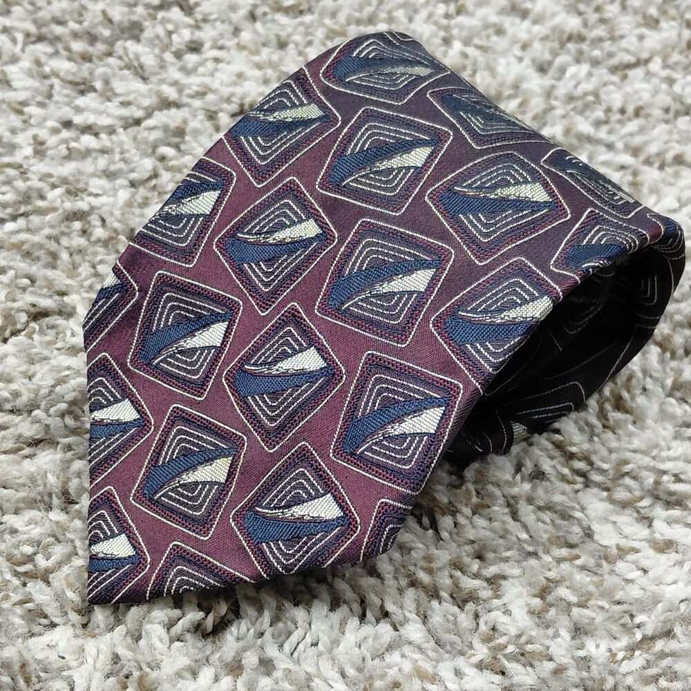 Vintage Polo Ralph Lauren Neck Tie Mens 100% Silk Geometric Hand Made In USA
